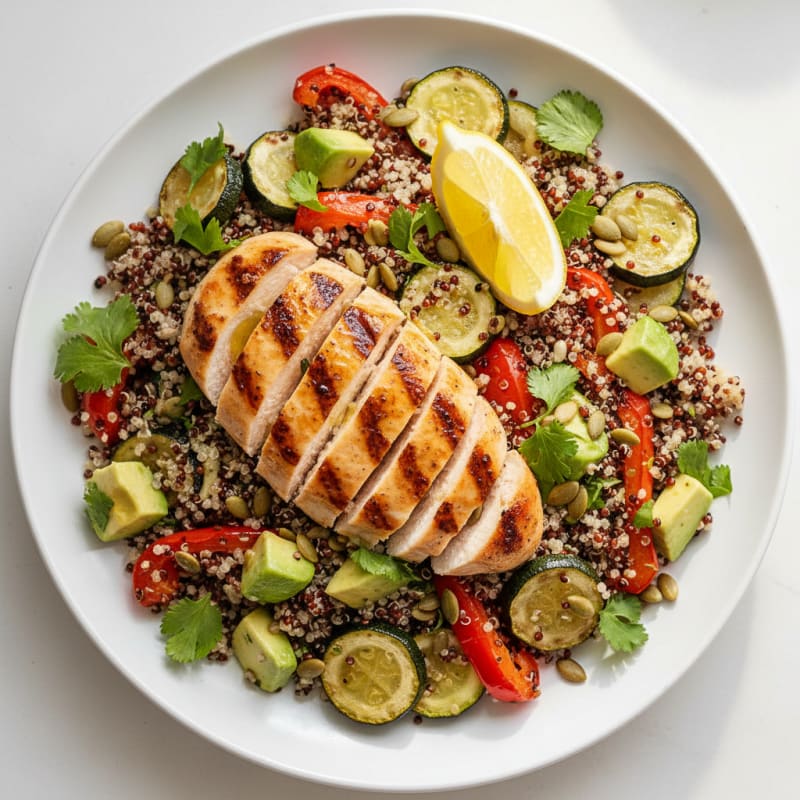 Grilled Chicken and Quinoa Salad with Roasted Vegetables