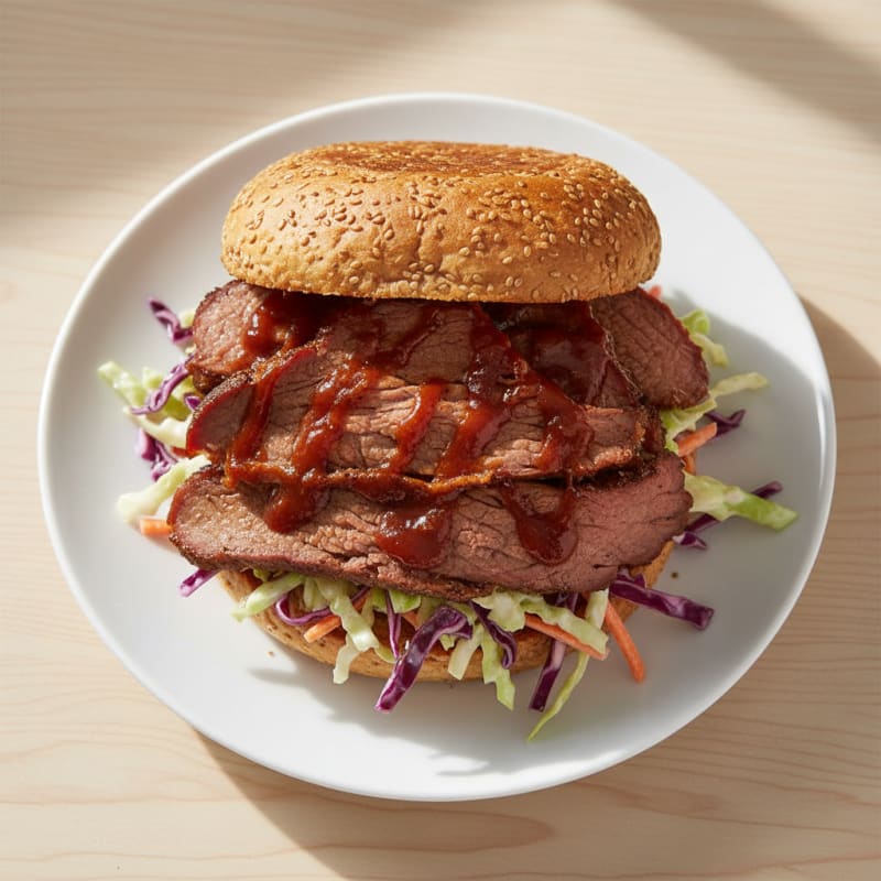 Smoky BBQ Brisket Sandwich with Crunchy Slaw