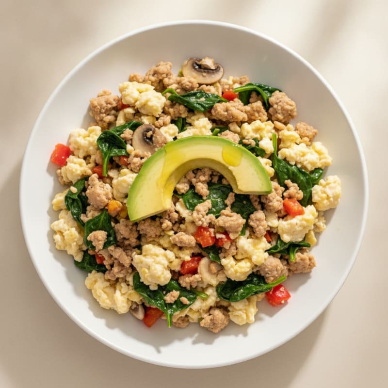 Egg White and Spinach Scramble with Lean Turkey