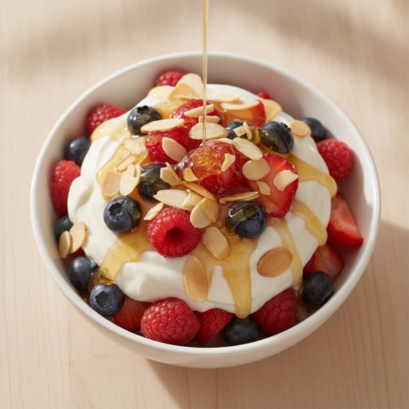 Creamy Greek Yogurt Parfait with Mixed Berries and Almonds