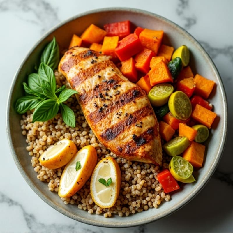 Grilled Chicken and Quinoa Power Bowl with Roasted Vegetables