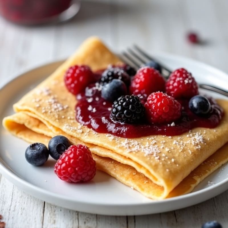 Almond Flour Crepes with Berry Compote
