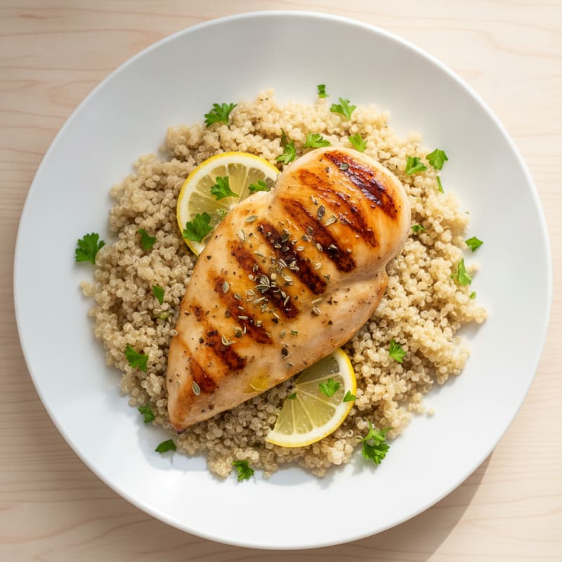 Grilled Lemon Herb Chicken Breast with Quinoa