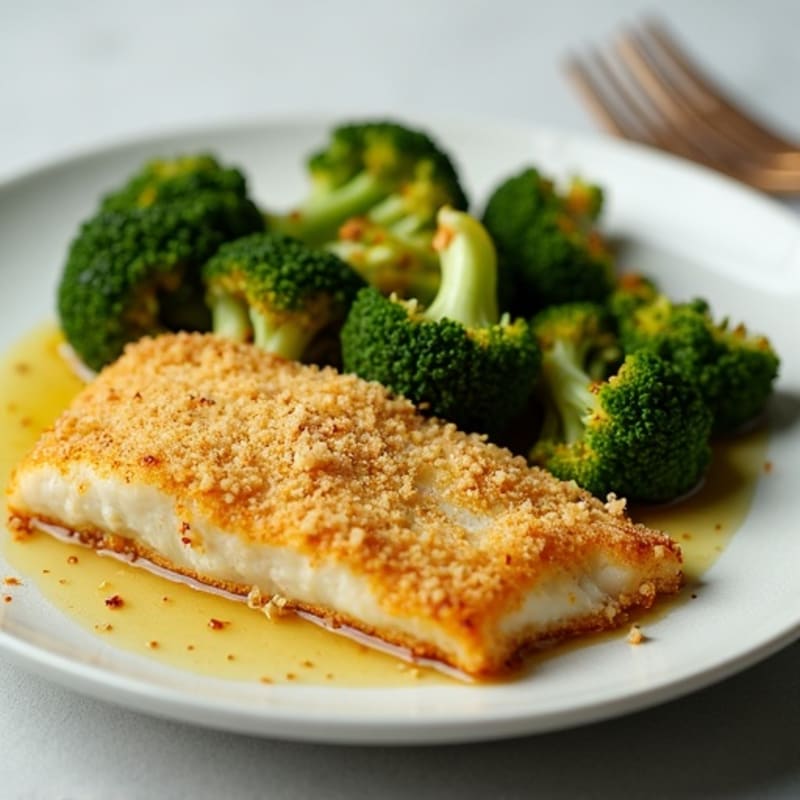 Crispy Baked Cod with Roasted Lemon-Garlic Broccoli