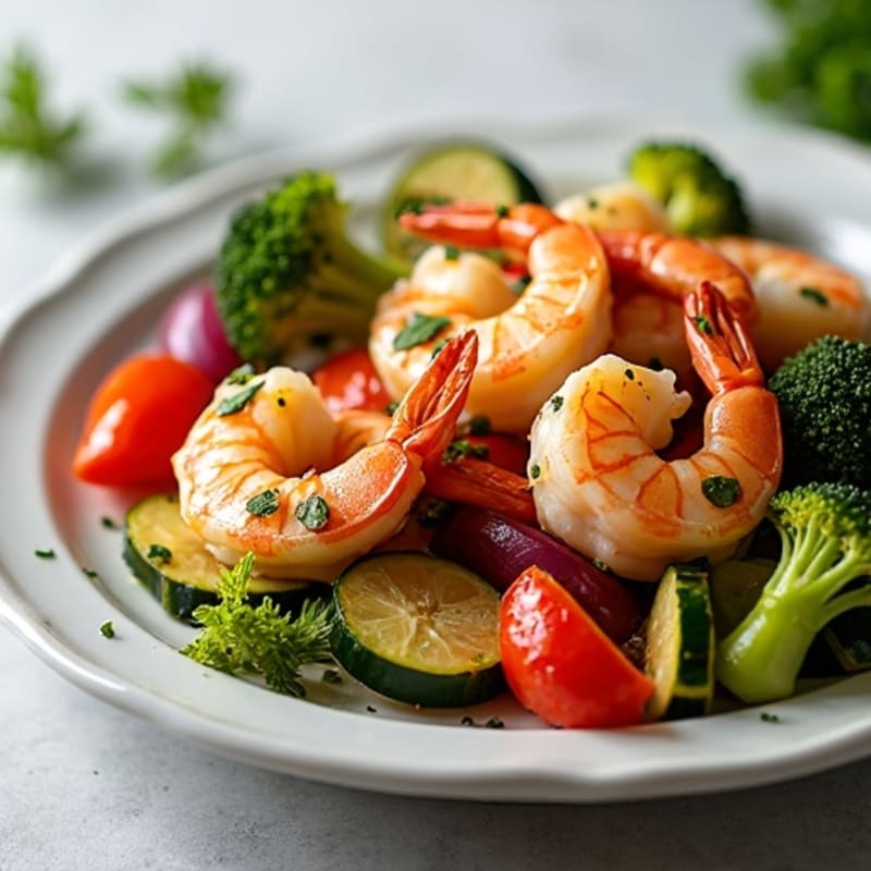 Garlic Herb Roasted Prawns with Roasted Vegetables