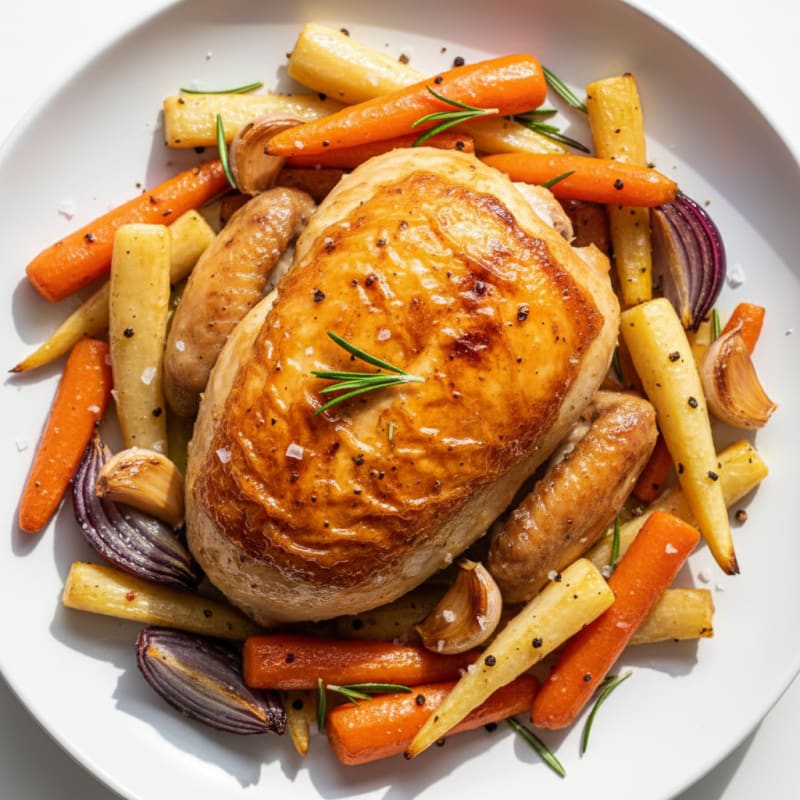 Garlic Herb Roasted Chicken with Root Vegetables