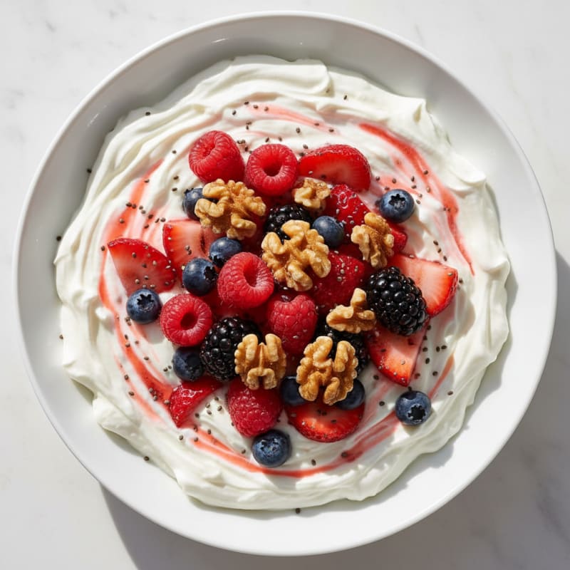 Silky Greek Yogurt Protein Pudding with Mixed Berries