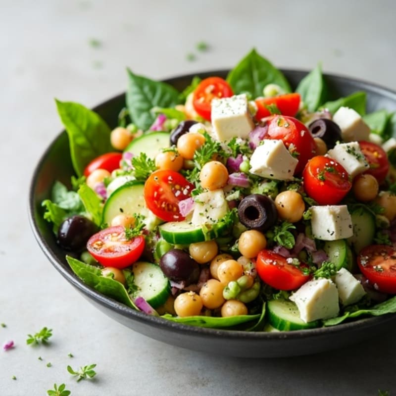 Fresh Mediterranean Chopped Salad with Herb-Marinated Feta