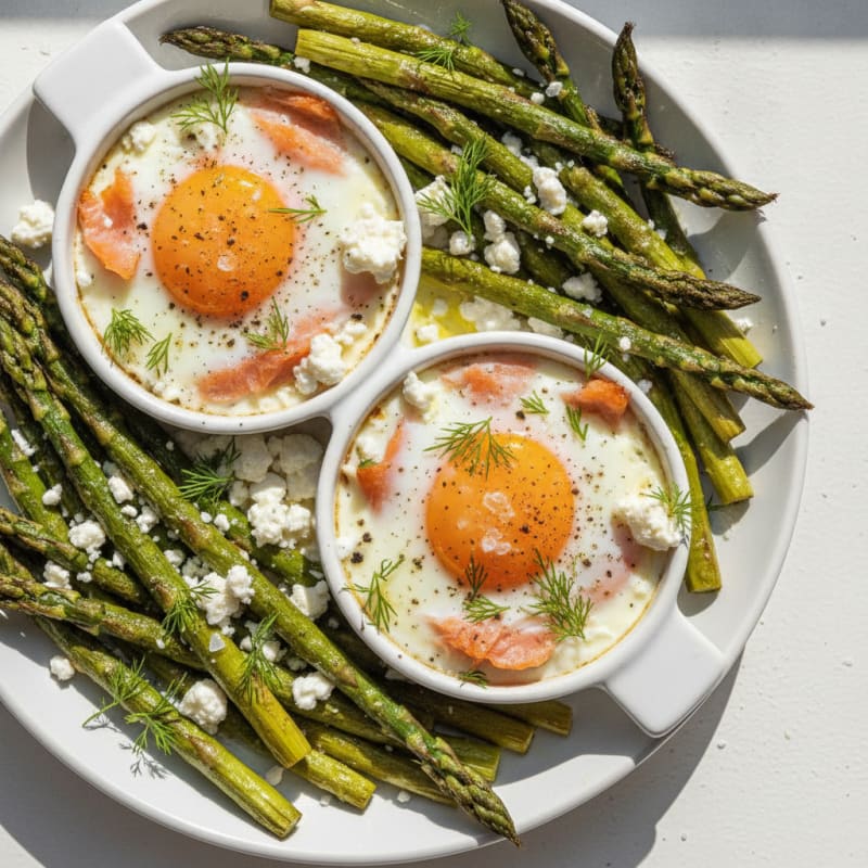 Baked Eggs with Roasted Asparagus