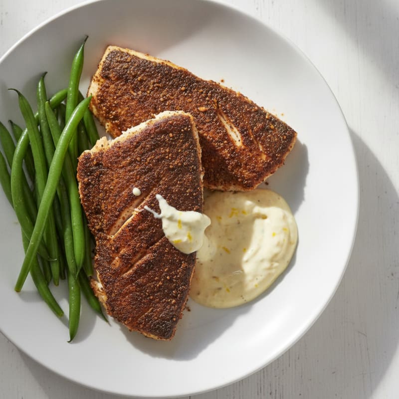 Cajun Blackened Catfish with Lemon Aioli