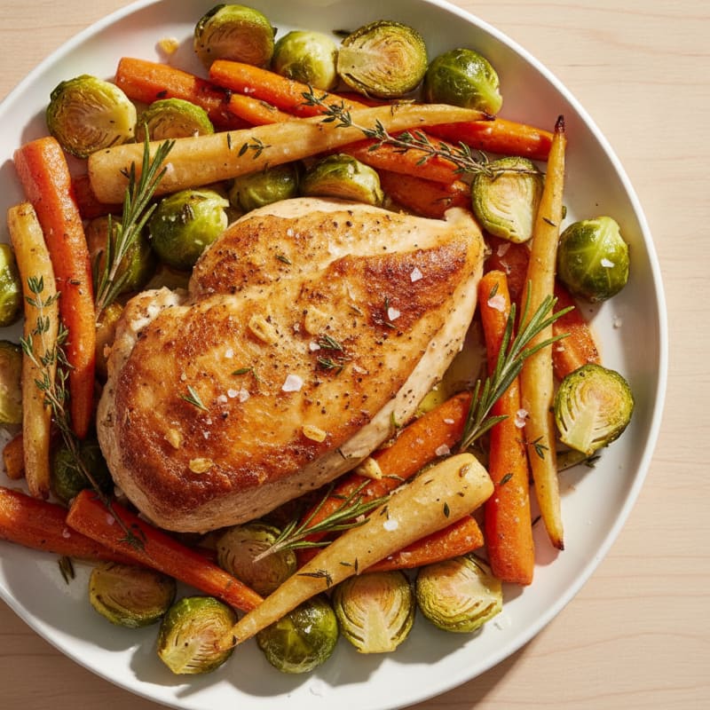 Garlic Herb Roasted Chicken with Root Vegetables