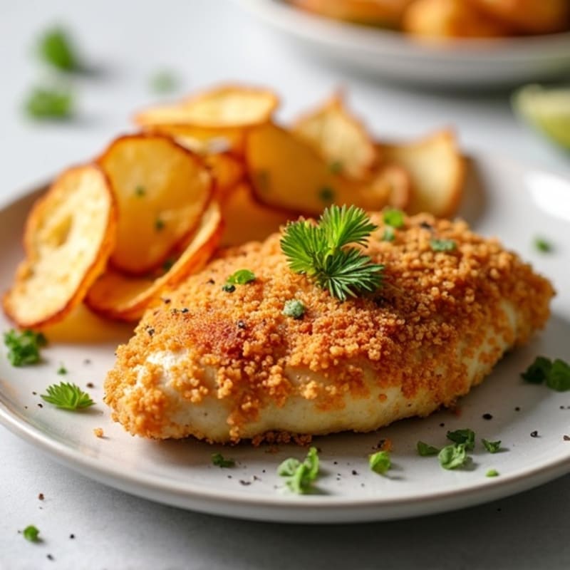 Oven-Baked Crispy Chicken with Roasted Potato Chips