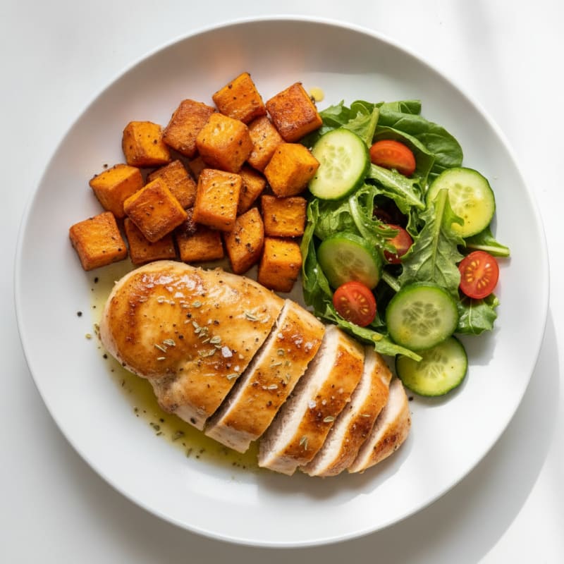 Lemon Herb Chicken with Roasted Sweet Potatoes