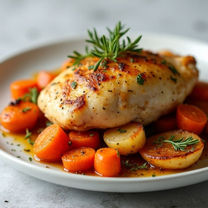 Herb-Roasted Chicken with Crispy Root Vegetable Medley