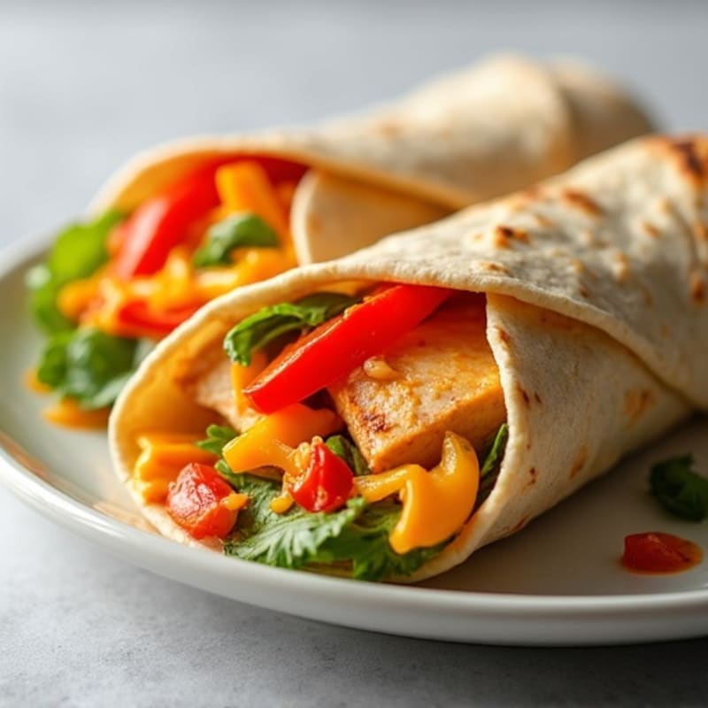 Cheesy Chicken and Bell Pepper Baked Wraps