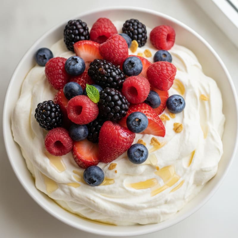 Greek Yogurt Protein Mousse with Mixed Berries