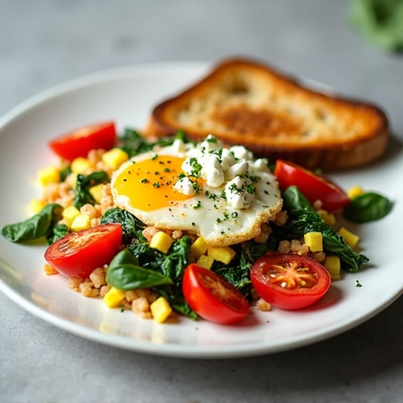 Egg White Spinach Scramble with Turkey Sausage