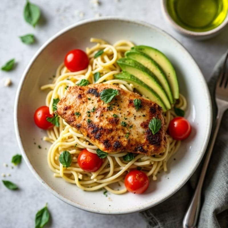 Pan-Seared Chicken with Creamy Avocado Pasta