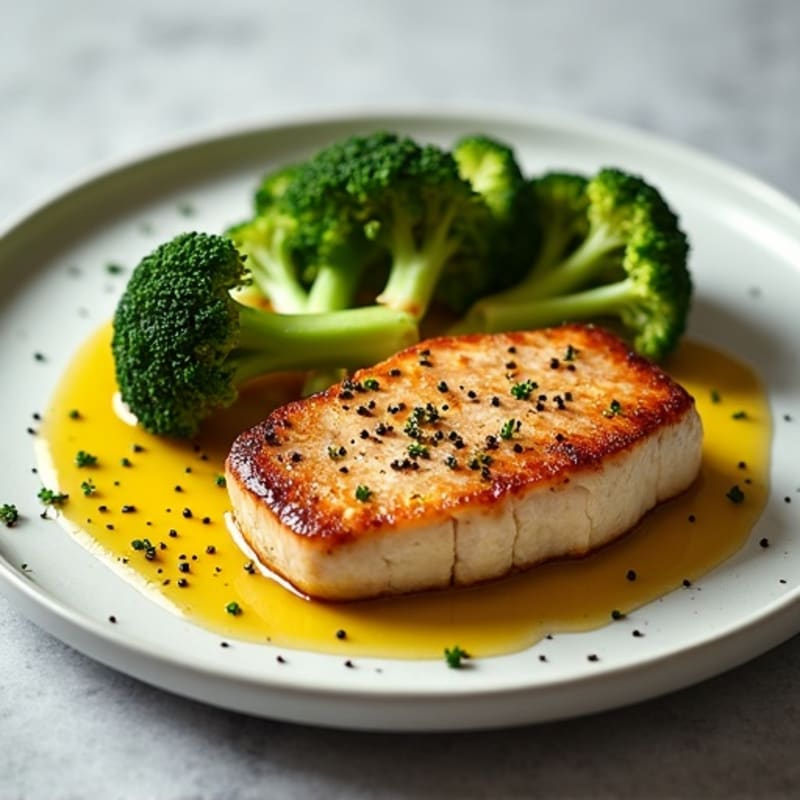 Flaky Pan-Seared Tuna with Crispy Roasted Broccoli