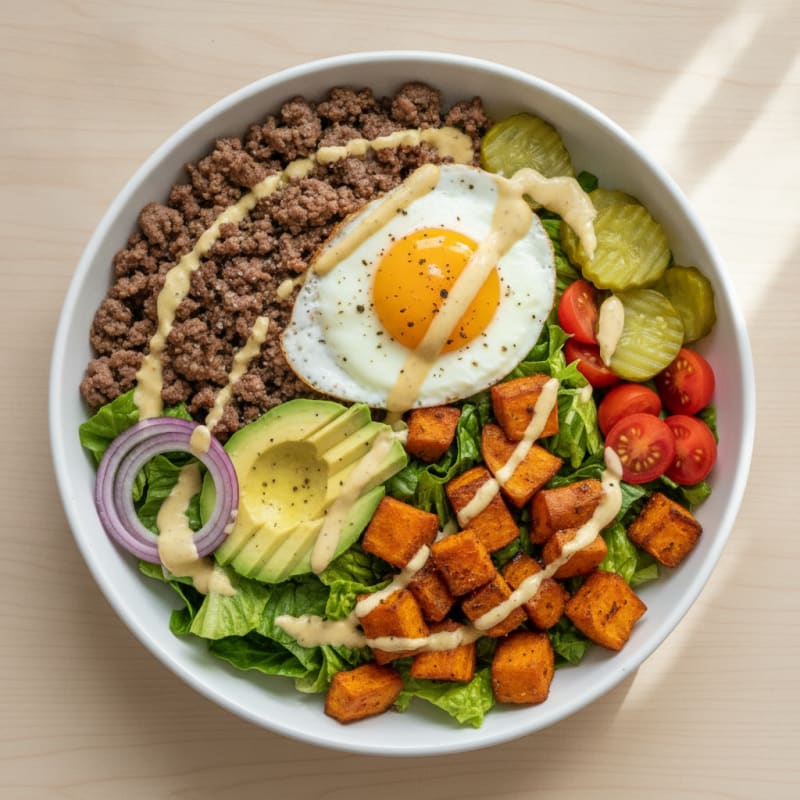 Classic 85/15 Beef Burger Bowl