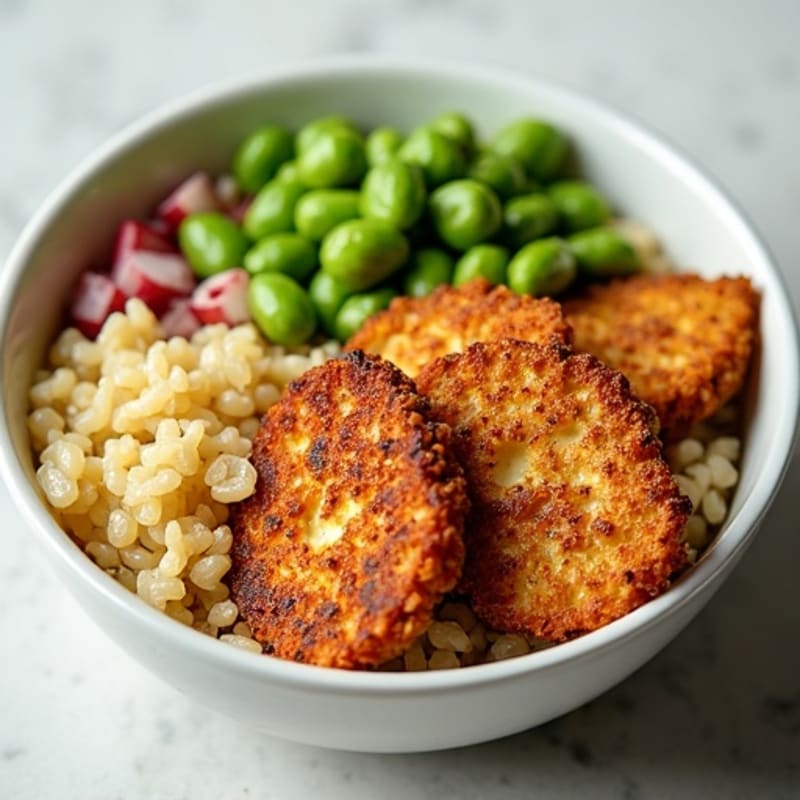 Crispy Tempeh Power Bowl with Edamame and Quinoa