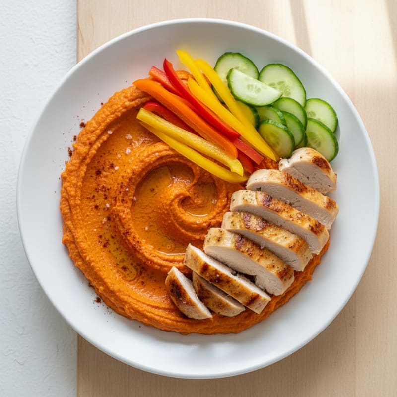 Creamy Roasted Red Pepper Hummus Platter