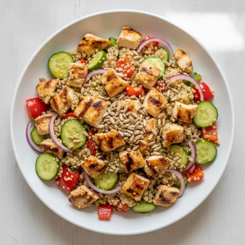 Grilled Chicken and Quinoa Salad with Crunchy Vegetables
