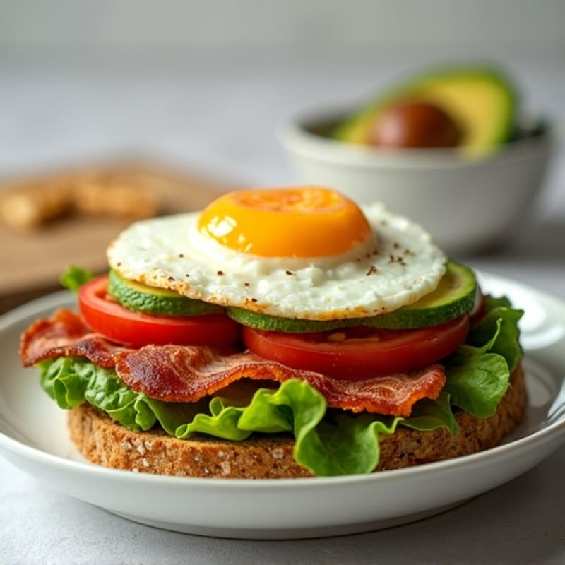 Healthy Avocado BLT with Crispy Bacon and Egg