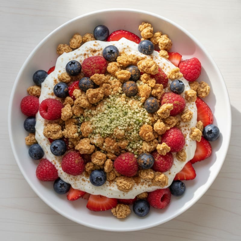 Greek Yogurt Parfait with Mixed Berries and Protein Granola