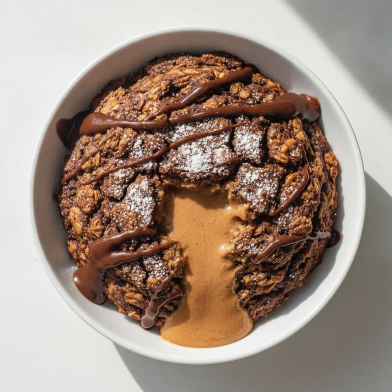 Chocolate Lava Baked Oats with Peanut Butter