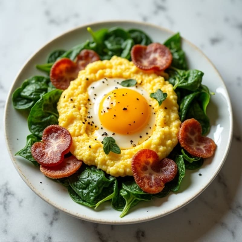 Egg White Scramble with Spinach and Turkey Bacon