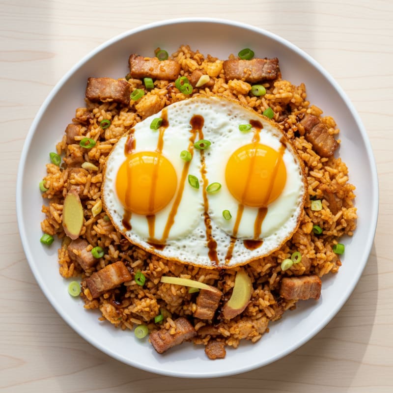Crispy Kimchi Fried Rice with Pork Belly