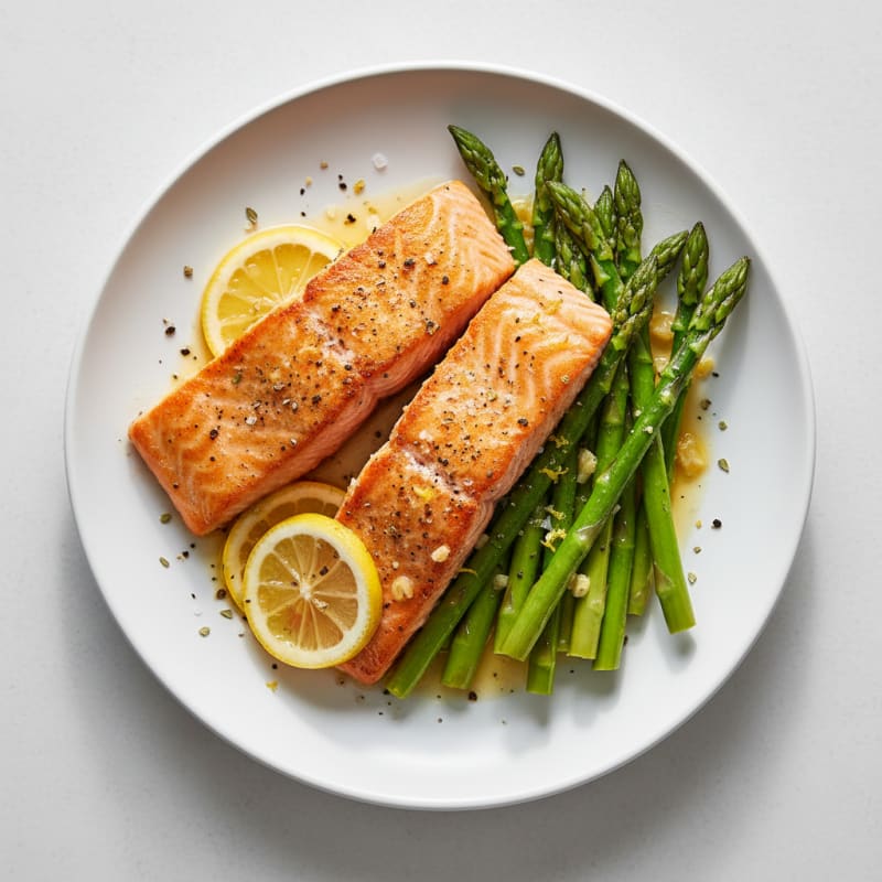 Golden Pan-Seared Salmon with Zesty Asparagus