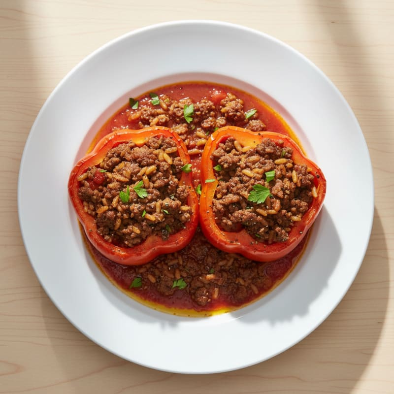Golden Beef and Rice Stuffed Peppers