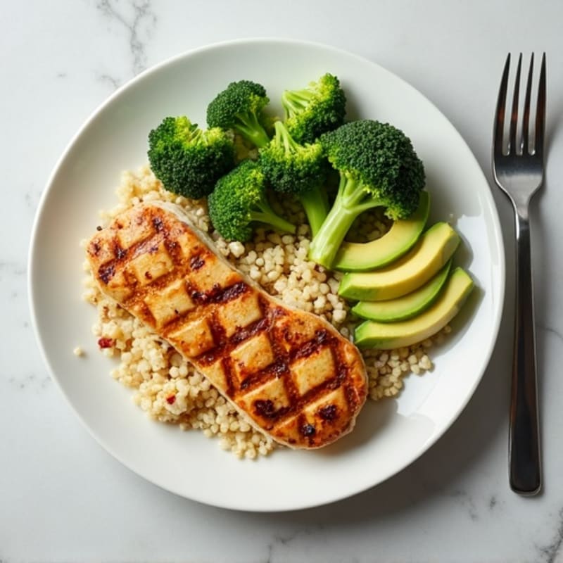 Grilled Chicken Breast with Quinoa and Steamed Broccoli