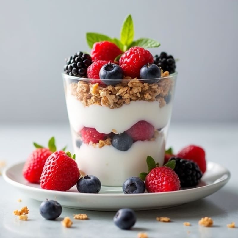 Greek Yogurt Parfait with Mixed Berries and Almond Granola