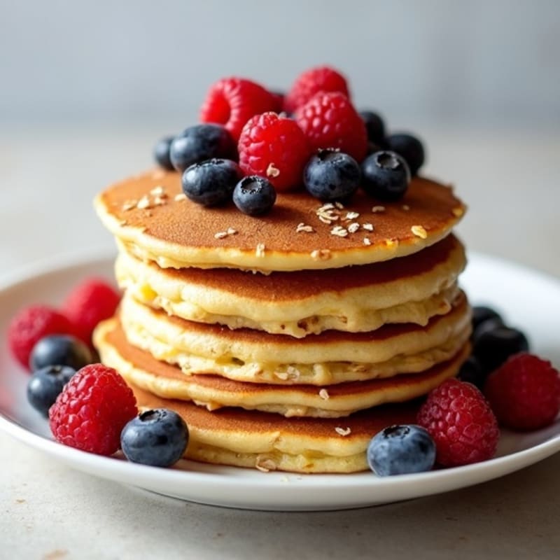 Fluffy Protein Pancakes with Fresh Berries