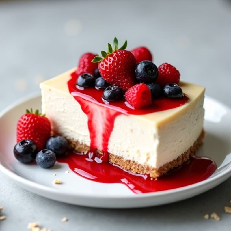 Greek Yogurt Protein Cheesecake with Mixed Berries