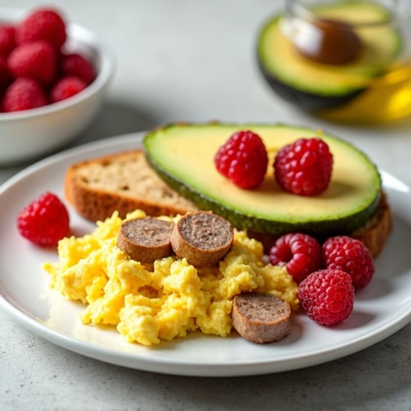Egg White and Turkey Sausage Scramble with Toasted Bread