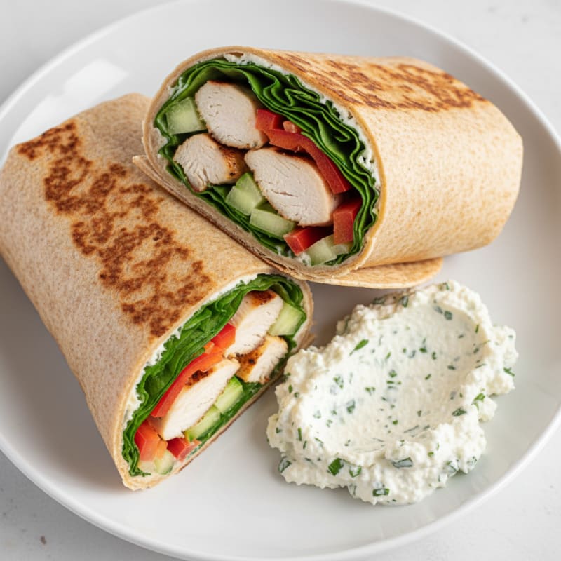 Grilled Chicken Veggie Wrap with Cottage Cheese Spread