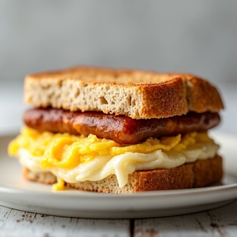 Egg White and Chicken Sausage Breakfast Sandwich on Whole Grain Bread