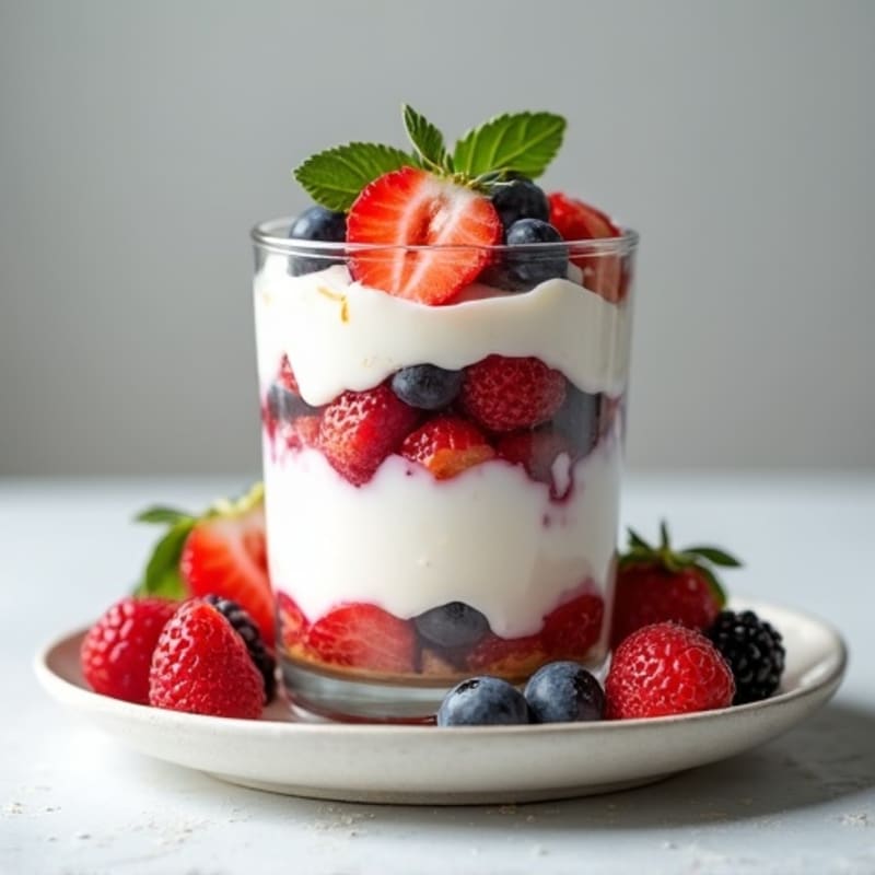 Greek Yogurt Protein Parfait with Mixed Berries and Almond Butter