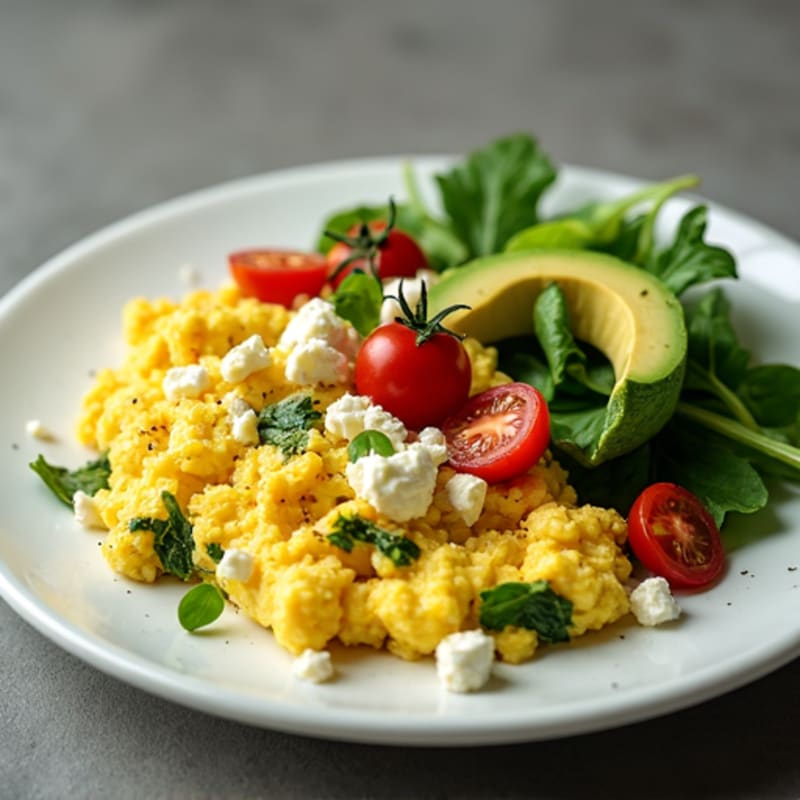 Scrambled Eggs with Spinach and Feta