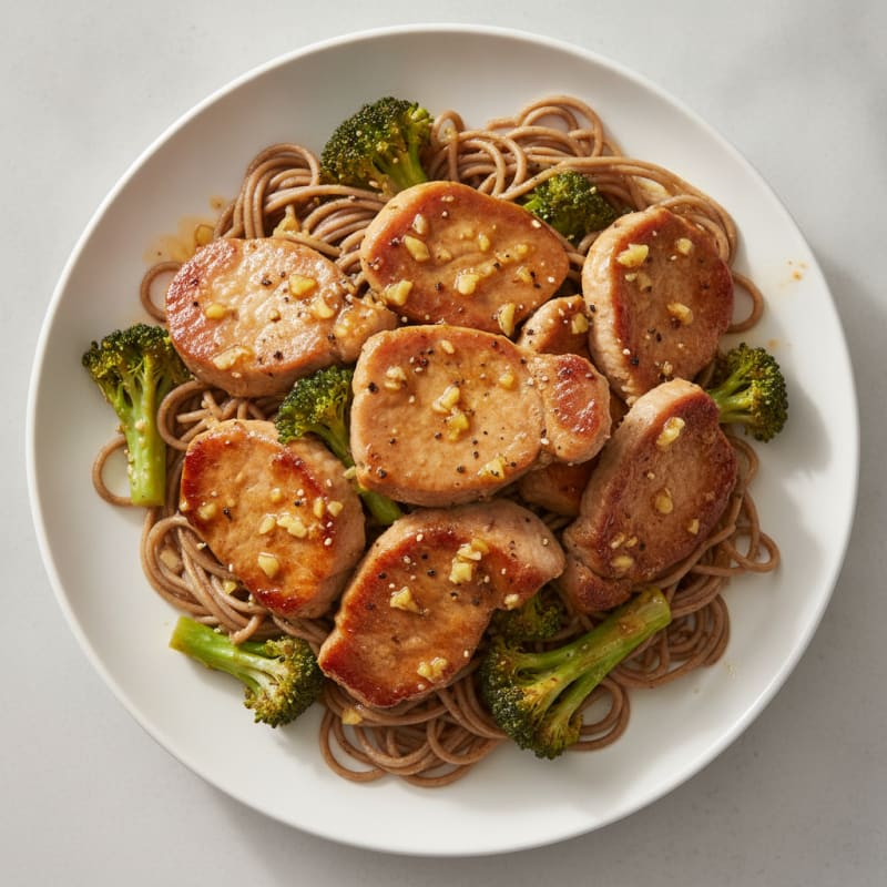 Soy-Lemon Pork Tenderloin with Noodles