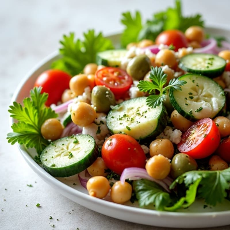 Fresh Mediterranean Chopped Salad with Herb-Marinated Feta