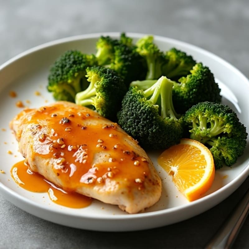 Healthy Orange Chicken with Roasted Broccoli