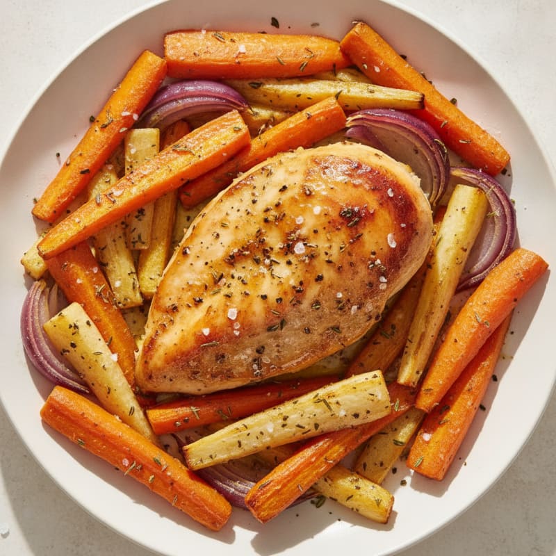 Garlic Herb Roasted Chicken with Root Vegetables