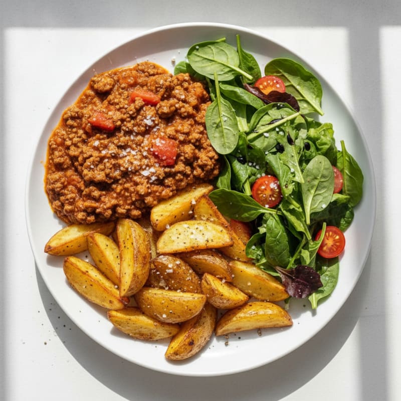 Beef Bolognese with Roasted Potatoes