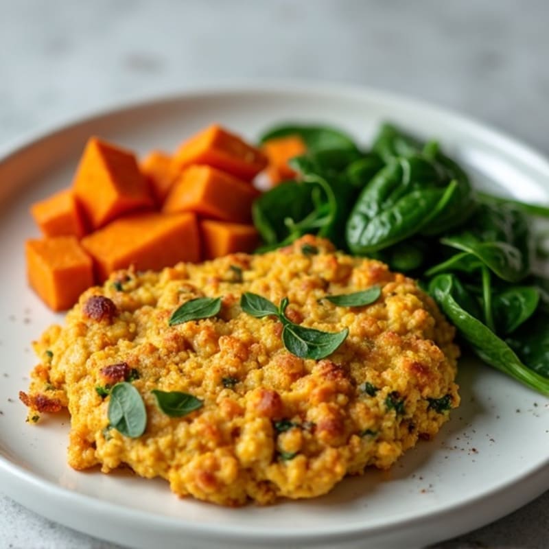 Crispy Tofu Scramble with Spinach and Sweet Potato