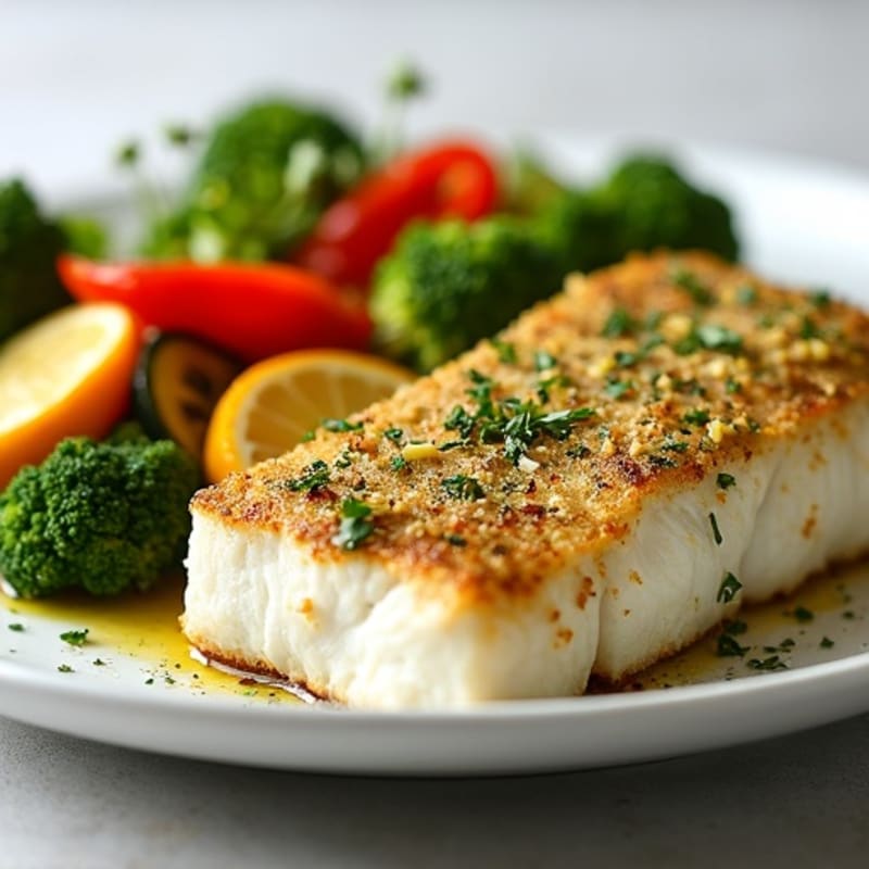 Herb-Crusted Baked Cod with Roasted Vegetables